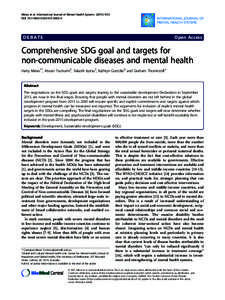 Comprehensive SDG goal and targets for non-communicable diseases and mental health