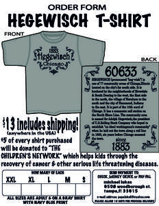 HEGEWISCH T-SHIRT ORDER FORM