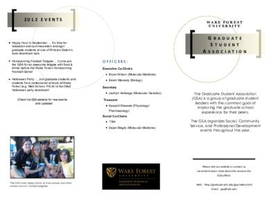 2012 EVENTS  WAKE FOREST UNIVERSITY  G RADUATE