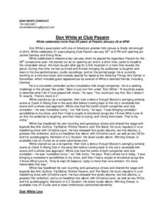 Microsoft Word - FOR IMMEDIATE RELEASE Don White Celebrates 21 Years at Passim January 25.doc