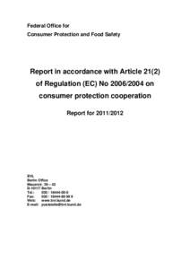 Federal Office for Consumer Protection and Food Safety Report in accordance with Article[removed]of Regulation (EC) No[removed]on consumer protection cooperation