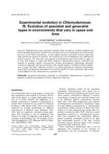 Heredity[removed]–514  Received 10 June 1996 Experimental evolution in Chlamydomonas. III. Evolution of specialist and generalist