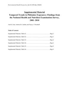 Supplemental Material | Temporal Trends in Phthalate Exposures: Findings from the National Health and Nutrition Examination Survey, 2001–2010