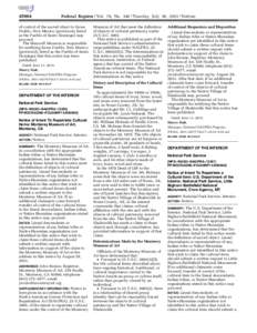 [removed]Federal Register / Vol. 78, No[removed]Tuesday, July 30, [removed]Notices of control of the sacred object to Kewa Pueblo, New Mexico (previously listed