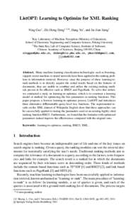 ListOPT: Learning to Optimize for XML Ranking Ning Gao1 , Zhi-Hong Deng1 2 , Hang Yu1 , and Jia-Jian Jiang1  1 Key Laboratory of Machine Perception (Ministry of Education),