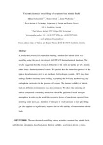 Thermo-chemical modelling of uranium-free nitride fuels Mikael Jolkkonen a a,*