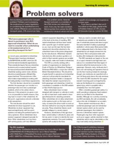 learning & enterprise  Problem solvers Are you facing a community transport problem? Perhaps you’re assessing the implications of recent legislation