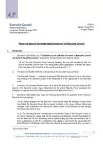 Executive Council  Ninety-seventh session Livingstone, Zambia, 29 August 2013 Provisional agenda item 5