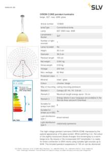 www.slv.de  ORION CONE pendant luminaire beige , E27, max. 60W, glass Article number