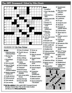 The GNY Crossword | Edited by Mike Shenk[removed]