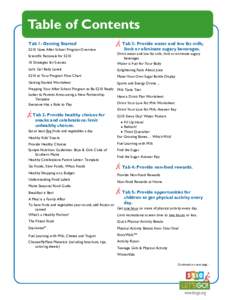 Table of Contents Tab 1: Getting Started 5210 Goes After School Program Overview Tab 3: Provide water and low fat milk; limit or eliminate sugary beverages.