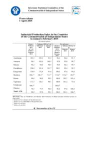 Interstate Statistical Committee of the Commonwealth of Independent States Press-release 1 April 2015