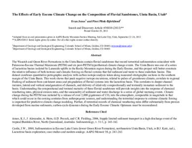 The Effects of Early Eocene Climate Change on the Composition of Fluvial Sandstones, Uinta Basin, Utah; #)