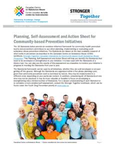 Planning, Self-Assessment and Action Sheet for Community-based Prevention Initiatives