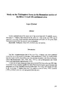 Study on the Trichoptera fauna in the Romanian sectionof the River Cripul Alb catchmentarea Lujza Ujvdrosi  Abstract
