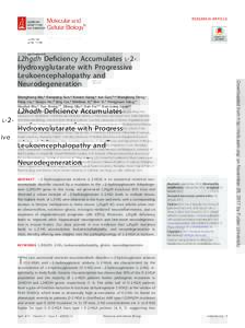 L2hgdh Deficiency Accumulates l-2-Hydroxyglutarate with Progressive Leukoencephalopathy and Neurodegeneration
