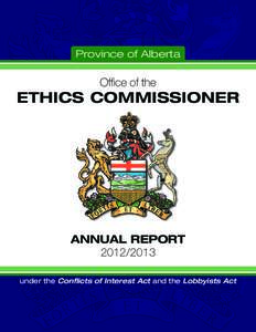 Province of Alberta  Office of the ETHICS COMMISSIONER