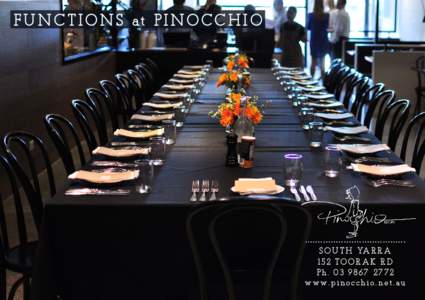 FUNCTIONS at PINOCCHIO  ....................................... SOUTH YARRA 152 TOORAK RD