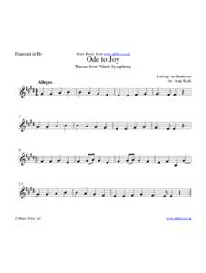 Trumpet in Bb  Sheet Music from www.mfiles.co.uk Ode to Joy Theme from Ninth Symphony