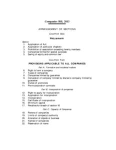 Companies Bill,[removed]Companies Bill, ARRANGEMENT OF SECTIONS CHAPTER ONE