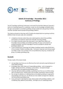 Beliefs and Knowledge - Summary of Findings