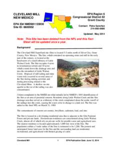 EPA Region 6 Congressional District 02 Grant County CLEVELAND MILL NEW MEXICO