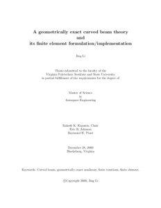 A geometrically exact curved beam theory and its finite element formulation/implementation