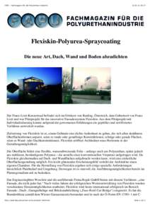 FAPU - Fachmagazin für die Polyurethan-Industrie:37 Flexiskin-Polyurea-Spraycoating Die neue Art, Dach, Wand und Boden abzudichten
