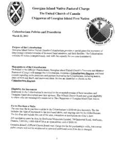 Georgina Island Native Pastoral Charge The United Church of Canada Chippewas of Georgina Island First Nation Columbarium Policies and Procedures March 22, 2012