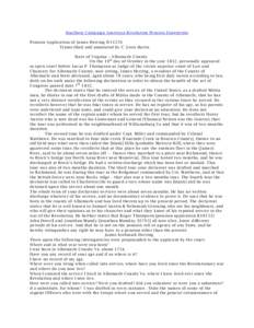 Southern Campaign American Revolution Pension Statements Pension Application of James Herring W11276 Transcribed and annotated by C. Leon Harris State of Virginia – Albemarle County On the 19 th day of October in the y