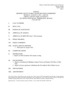 Monroe County Parks and Recreation Commission Meeting Agenda August 4, 2014 Page 1  AGENDA