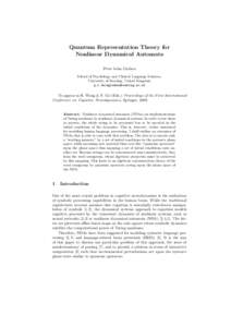 Quantum Representation Theory for Nonlinear Dynamical Automata Peter beim Graben School of Psychology and Clinical Language Sciences, University of Reading, United Kingdom [removed]