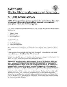 PART THREE:  Rocky Shores Management Strategy G.  SITE DESIGNATIONS