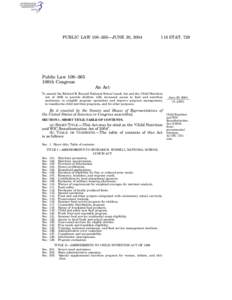 State Administrative Expenses / School Breakfast Program / Healthy Meals for Healthy Americans Act / Industrial Hemp Farming Act / United States Department of Agriculture / Commodity Distribution Program / Child nutrition programs