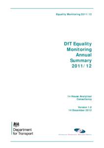 _______________________________________________________________________  Equality Monitoring[removed]DfT Equality Monitoring