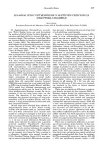 Scientific Notes  737 SEASONAL WING POLYMORPHISM IN SOUTHERN CHINCH BUGS (HEMIPTERA: LYGAEIDAE)