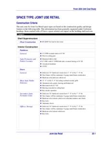 Construction Criteria for Joint Use Retail Space Type from the GSA Unit Cost Study