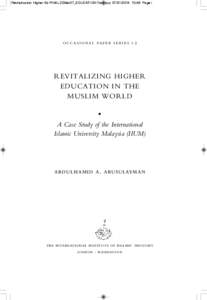 Revitalization Higher Ed FINAL 22Mar07_EDUCATION Text.qxp[removed]:49 Page i                        REVITALIZING HIGHER EDUCATION IN THE