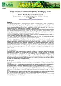 Geoquest Vesuvius an Interdisciplinary Role Playing Game 1 Sabina Maraffi1, Alessandra Scamardella2  School of Science and Technology, Geology division - University of Camerino