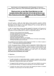 Christian pacifism / Pacifism / International organizations / International Fellowship of Reconciliation / International Coalition for the Decade / Fellowship of Reconciliation / Christian Renoux / Peace education / UNESCO / Ethics / Nonviolence / Peace