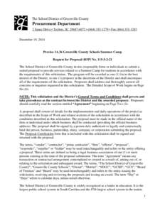 The School District of Greenville County  Procurement Department 2 Space Drive • Taylors, SC[removed] • ([removed] • Fax[removed]December 19, 2014