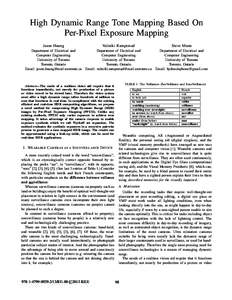 High Dynamic Range Tone Mapping Based On Per-Pixel Exposure Mapping Jason Huang Valmiki Rampersad