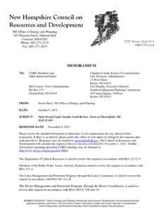 NH Office of Energy and Planning 107 Pleasant Street, Johnson Hall Concord, NH[removed]Phone: [removed]Fax: [removed]