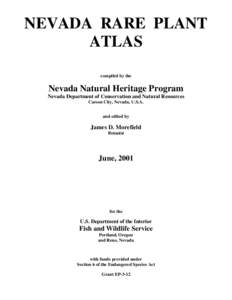 NEVADA RARE PLANT ATLAS compiled by the Nevada Natural Heritage Program Nevada Department of Conservation and Natural Resources