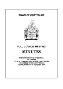 TOWN OF COTTESLOE  FULL COUNCIL MEETING MINUTES ORDINARY MEETING OF COUNCIL