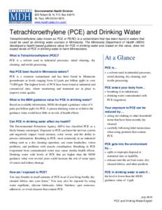 Tetrachloroethylene (PCE) and Water