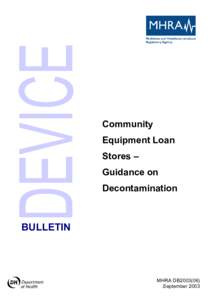 Community Equipment Loan Stores – Guidance on Decontamination