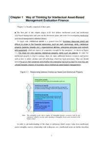 Chapter 1 Way of Thinking for Intellectual Asset-Based Management Evaluation Finance Chapter 1 is broadly comprised of three parts. The first part of this chapter (pages[removed]first defines intellectual assets and intell