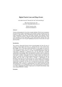 Digital Tourist Gaze and Mega Events Alessandro Inversinia, Manuela De Carlob and Isabella Regaa a Bournemouth University, UK {ainversini, irega}@bournemouth.ac.uk