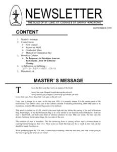 NEWSLETTER THE GUILD OF ST. LUKE, ST. COSMAS & ST. DAMIAN HONG KONG SEPTEMBER 1999 CONTENT 1.